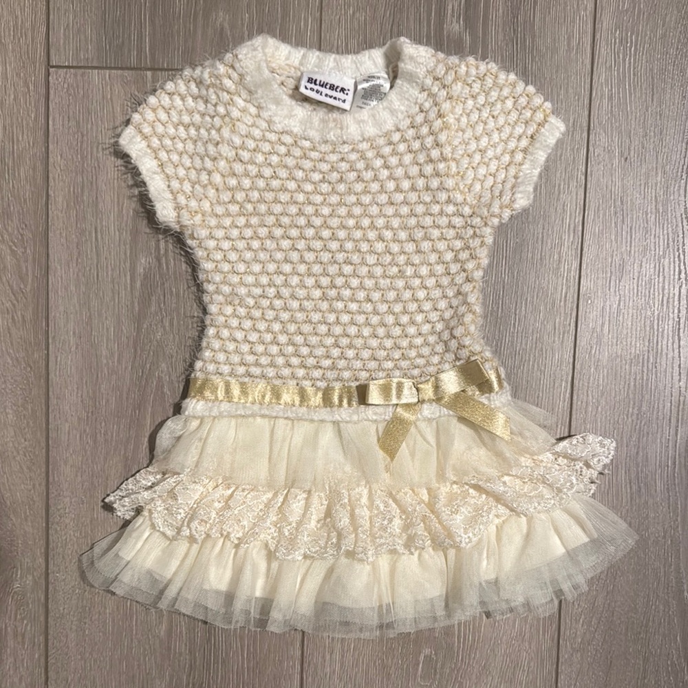 Cream Ruffled Tiered Babydoll Dress 2T